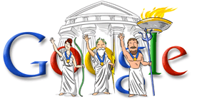 Google Doodle VIII celebrates the 2004 Summer Olympics in Athens